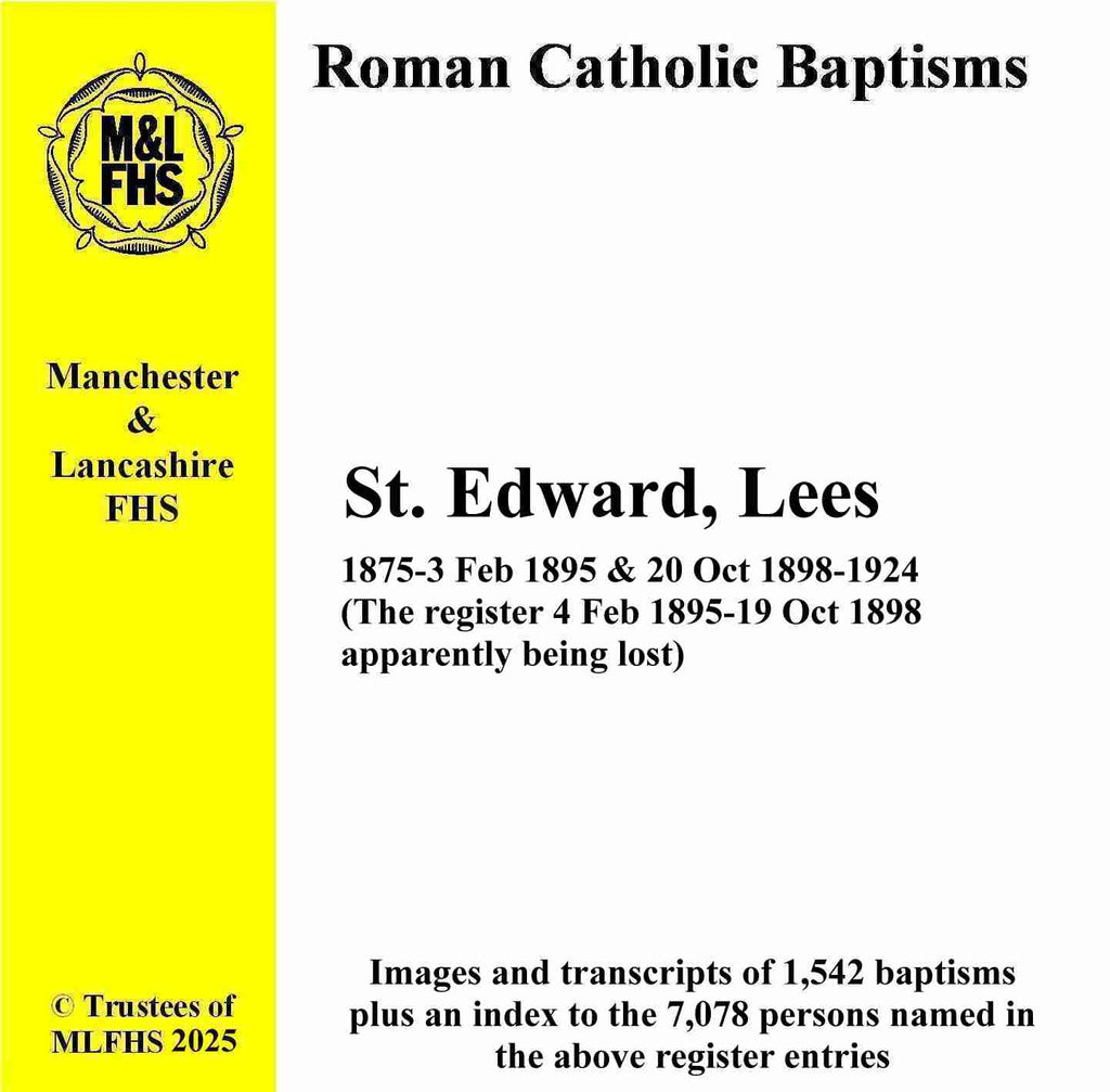 Lees, St. Edward (RC), Baptisms 1875-1924 (Download)