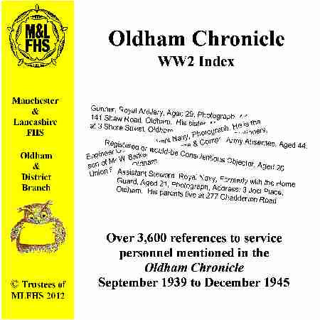 Oldham Chronicle WW2 Index of Service Personnel 1939-45 (Download)